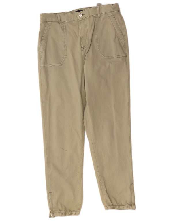 Marks & Spencer Womens High Waist Casual Trousers UK 14 large W32 L27 Khaki