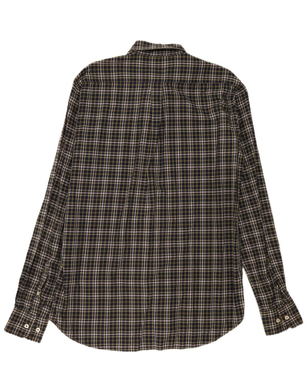 Conte of Florence Mens Flannel Shirt Large Green Check Cotton