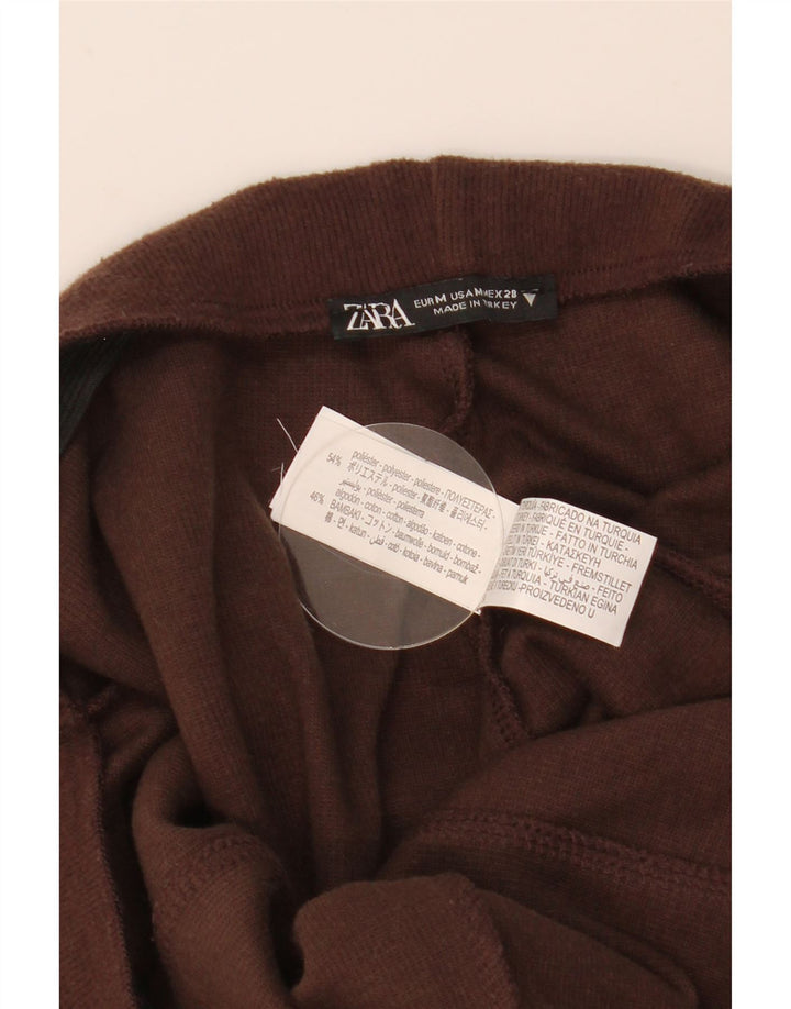 Zara Womens Knit Tracksuit Trousers UK 14 Medium  Brown Polyester