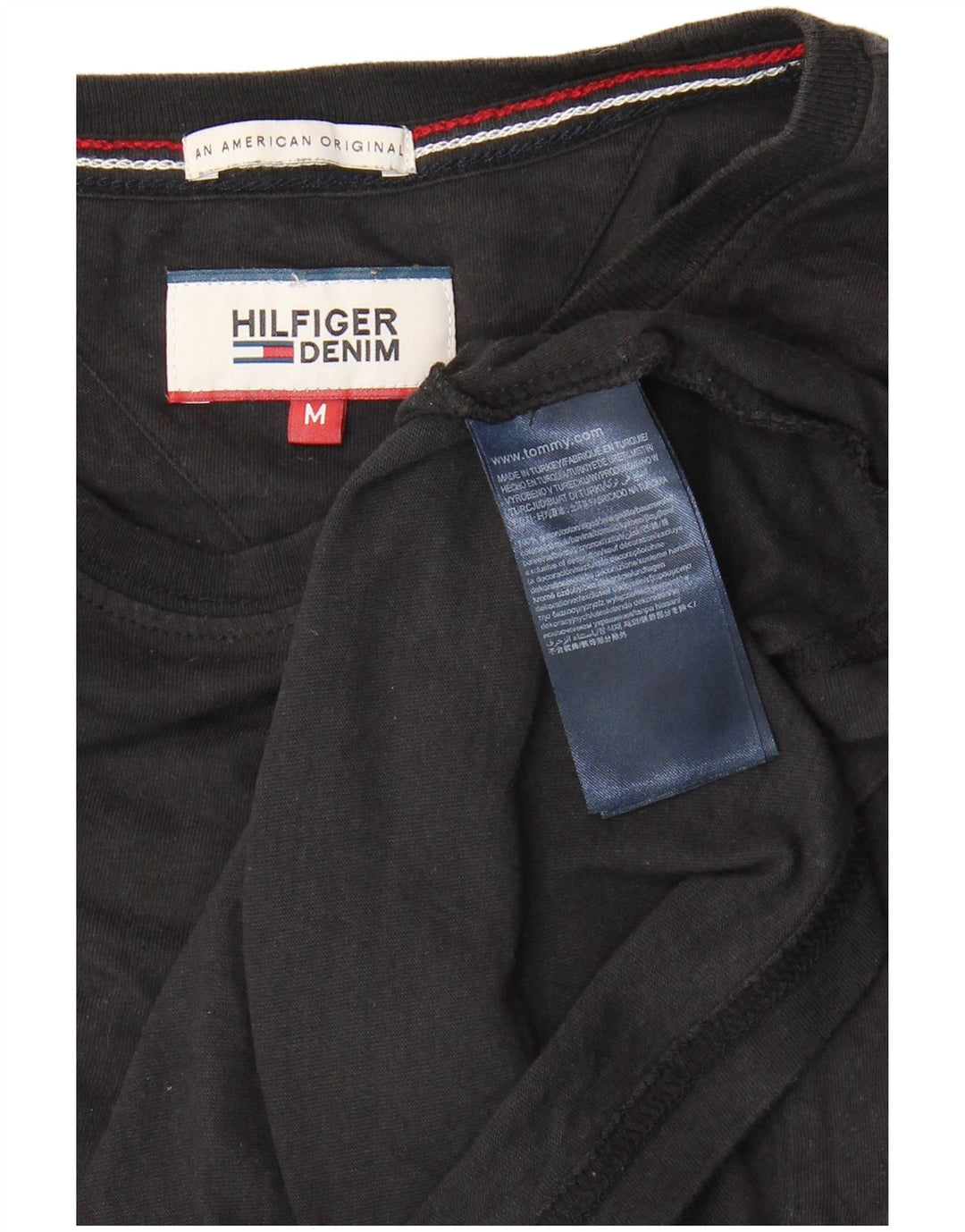 Tommy Hilfiger Mens T-Shirt Top Medium Black Cotton