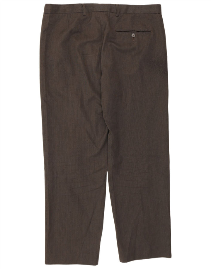 Marks & Spencer Mens Regular Fit Casual Trousers W36 L29 Brown Polyester