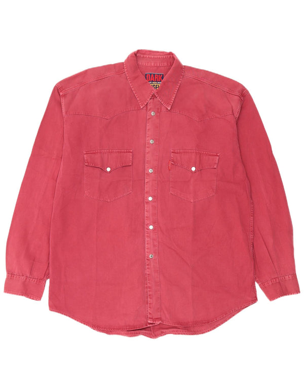 Vintage Mens Western Shirt XL Burgundy Cotton