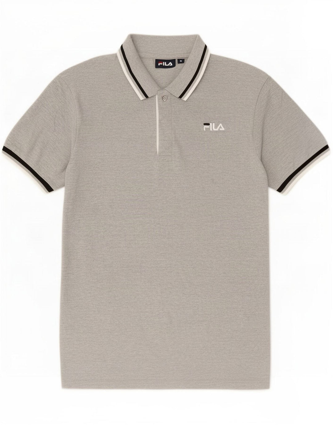 Fila Mens Polo Shirt Medium Grey Striped Cotton