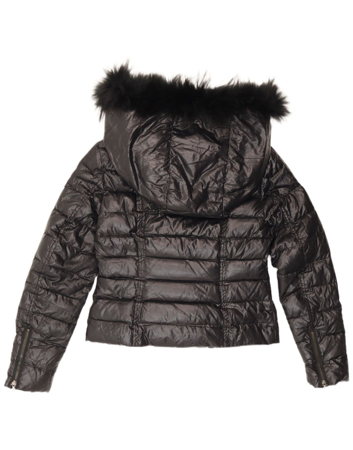 Roccobarocco Womens Hooded Padded Jacket IT 44 Medium Black Polyester