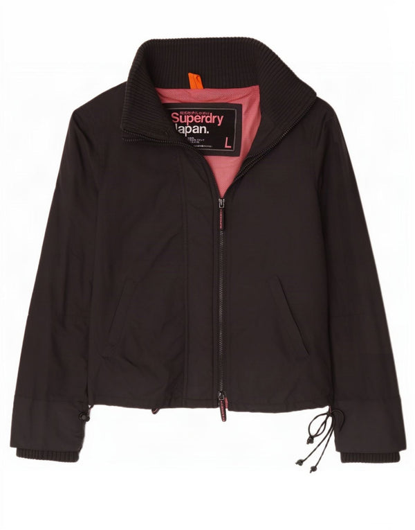 Superdry Womens Rain Jacket UK 16 Large Black Nylon