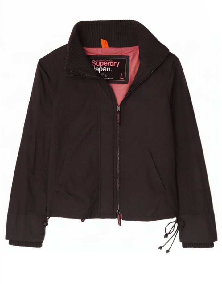 Superdry Womens Rain Jacket UK 16 Large Black Nylon