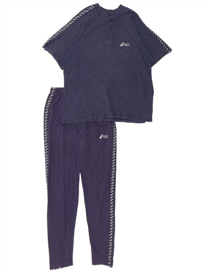 ASICS Womens Graphic Short Sleeve Full Tracksuit UK 14 Medium  Navy Blue
