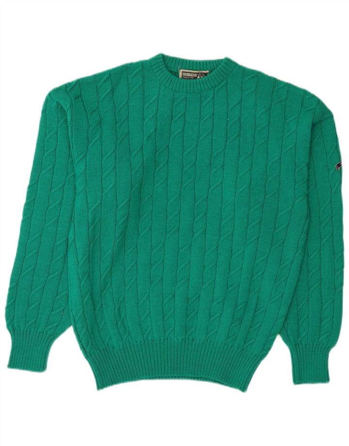 Ouragan Mens Crew Neck Jumper Sweater Small Green New Wool