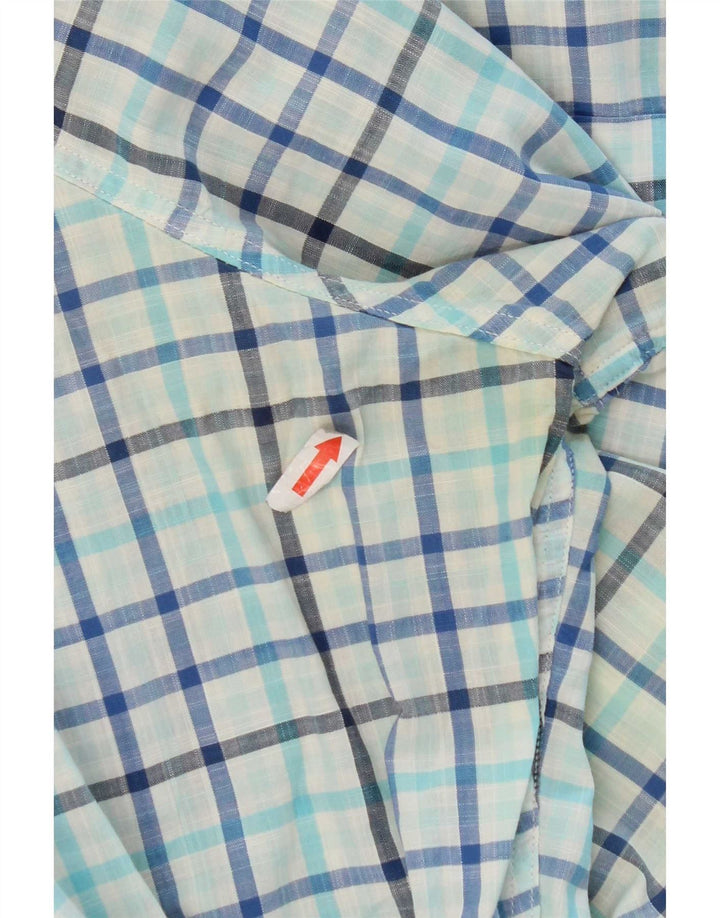 Nautica Mens Classic Fit Shirt Medium Blue Check Cotton