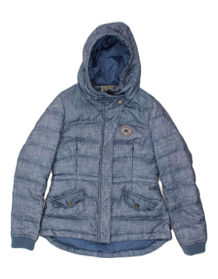 CONVERSE Womens Hooded Padded Jacket UK 10 Small Blue Vintage Converse and Second-Hand Converse from Messina Hembry 