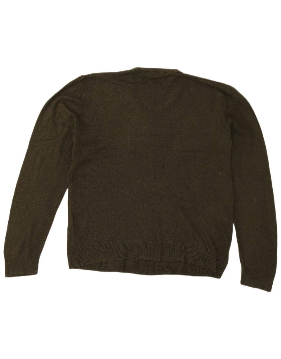 Marks & Spencer Mens V-Neck Jumper Sweater Large Khaki Acrylic