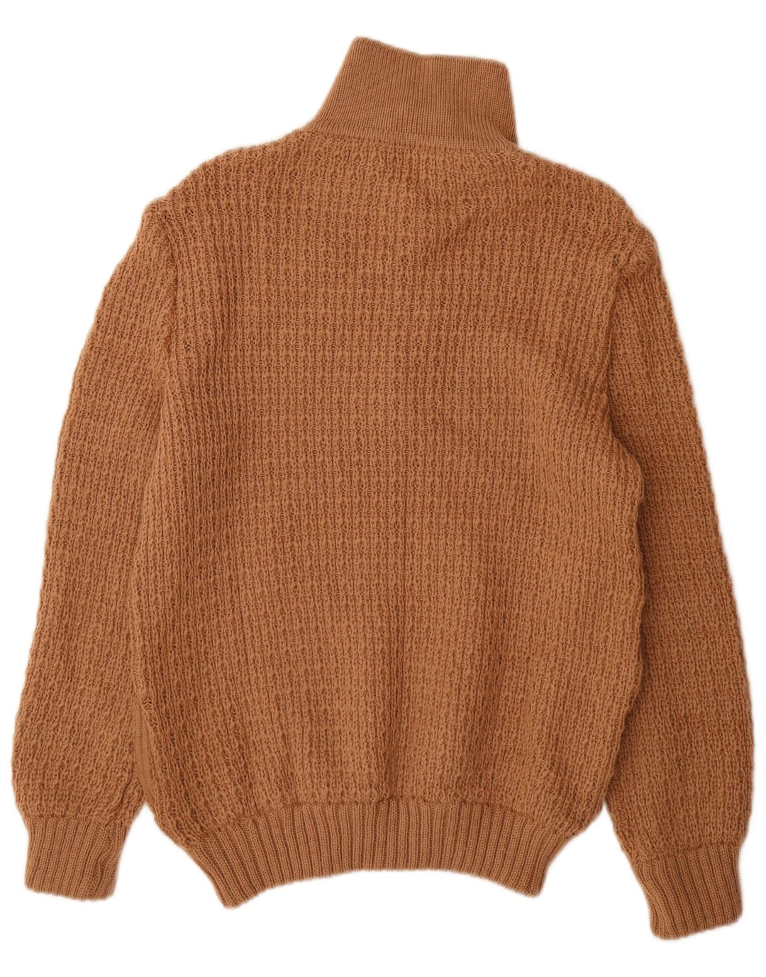 Vintage Mens Button Neck Jumper Sweater Medium Brown