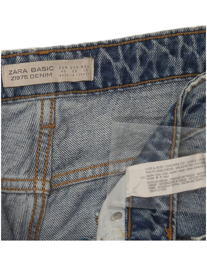 ZARA Womens Distressed Crop Wide Leg Jeans EU 40 Medium W30 L25 Blue
