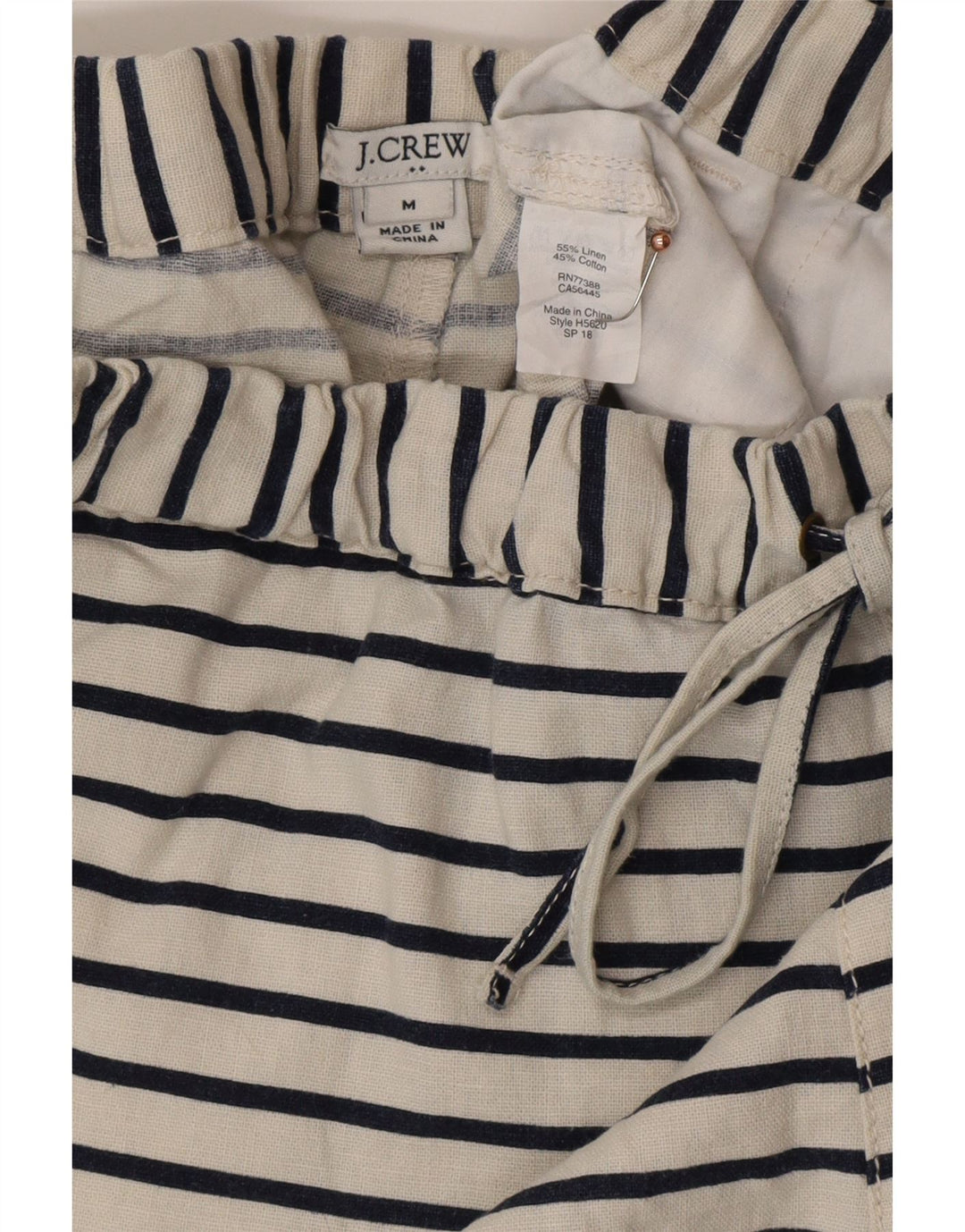 J. CREW Womens Hot Pants Medium W30  Off White Striped Linen