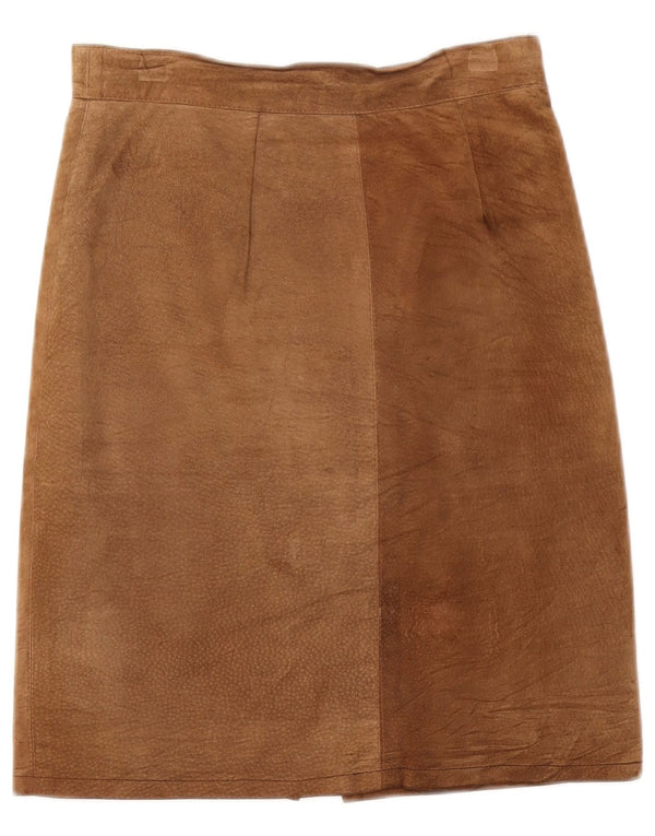 VINTAGE Womens Suede Skirt IT 44 Medium W28 Brown