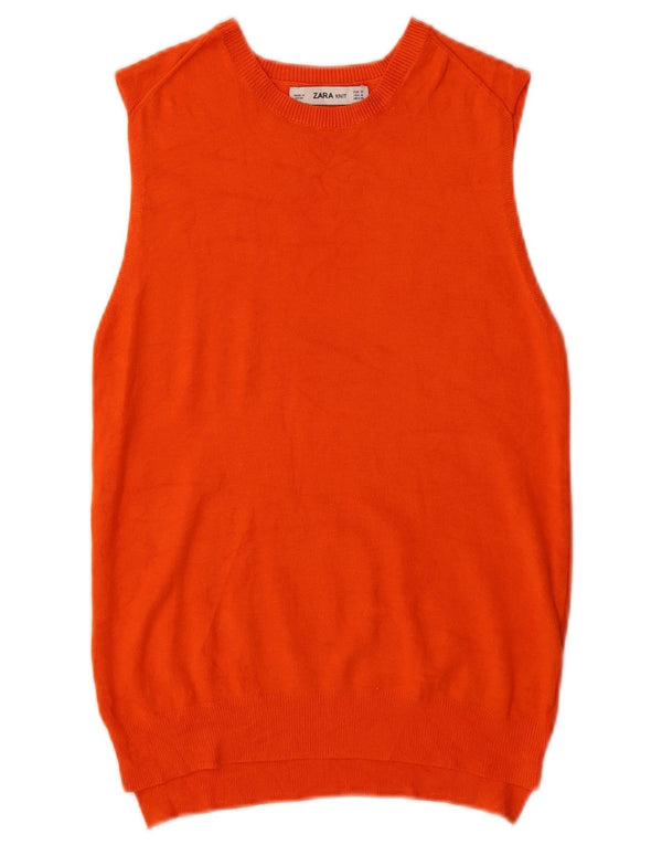 Zara Womens Vest Tank Top UK 12 Medium Orange