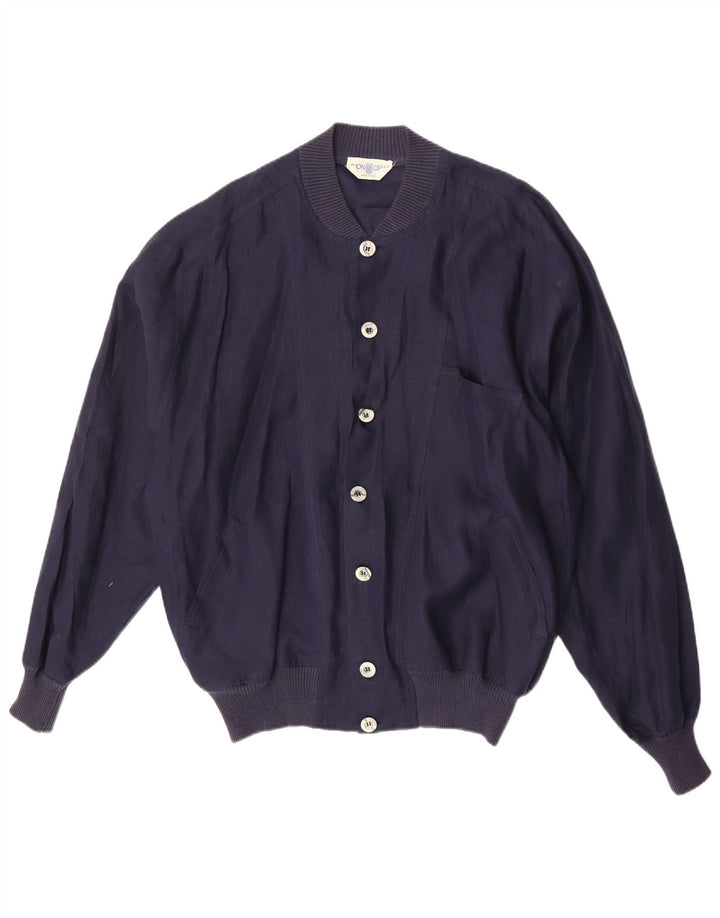 Avon Celli Mens Loose Fit Bomber Jacket IT 46 Small Navy Blue Linen