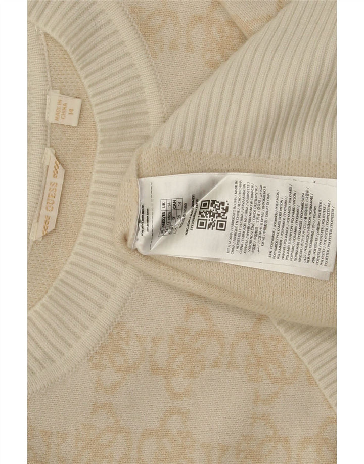 Guess Girls Abstract Pattern Crew Neck Jumper Sweater 13-14 Years Beige
