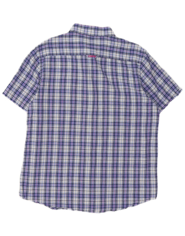 Crew Clothing Mens Short Sleeve Classic Fit Shirt XL Blue Check Cotton