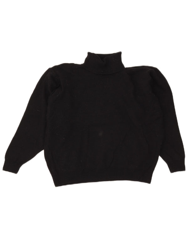 Marks & Spencer Womens Crop Roll Neck Jumper Sweater UK 14 Large Black Wool