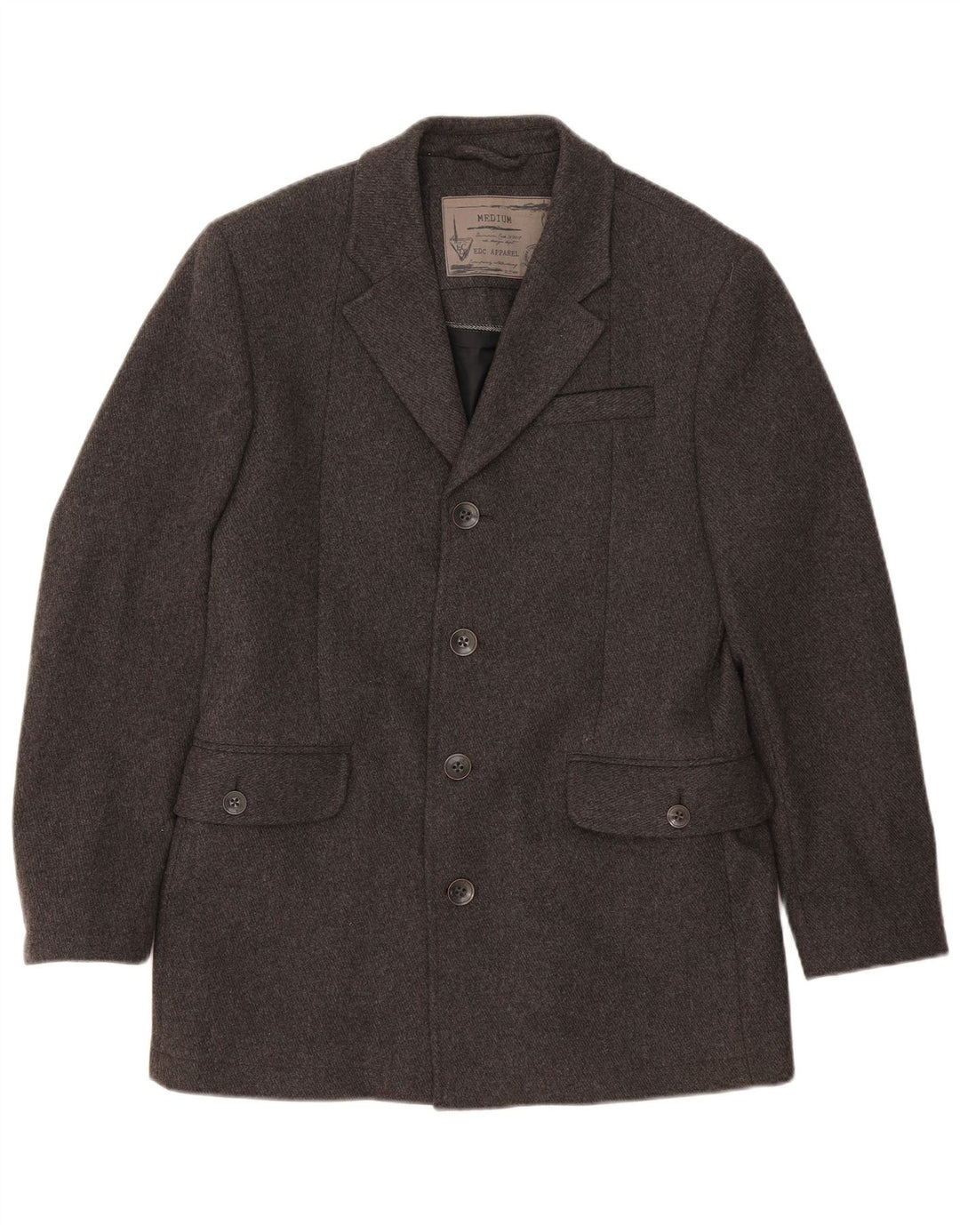 EDC Mens 4 Button Blazer Jacket UK 38 Medium Grey Wool