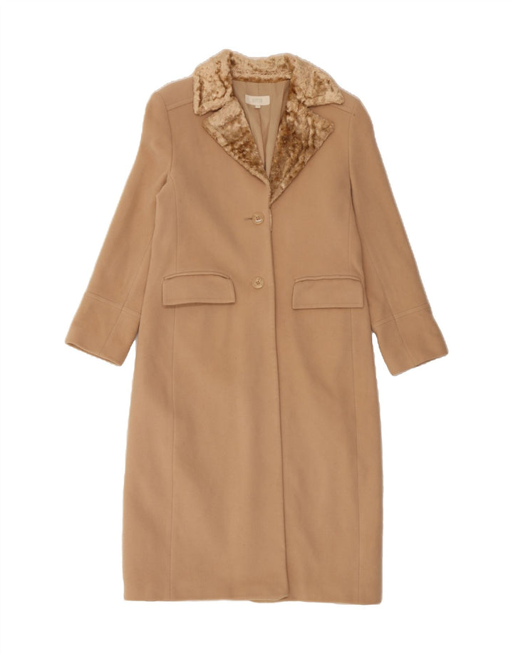 MARKS & SPENCER Womens Overcoat UK 14 Medium Beige Wool Vintage Marks & Spencer and Second-Hand Marks & Spencer from Messina Hembry 