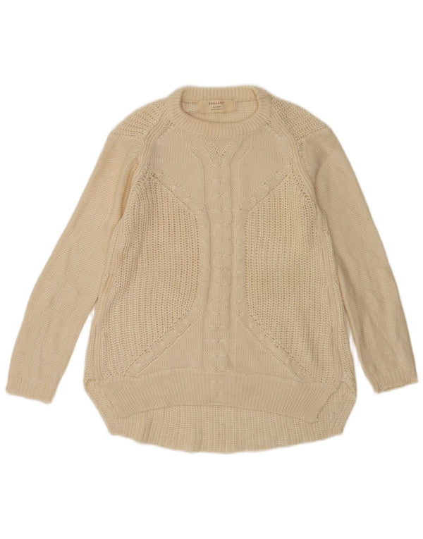 Zara Womens Boat Neck Jumper Sweater UK 10 Small Off White