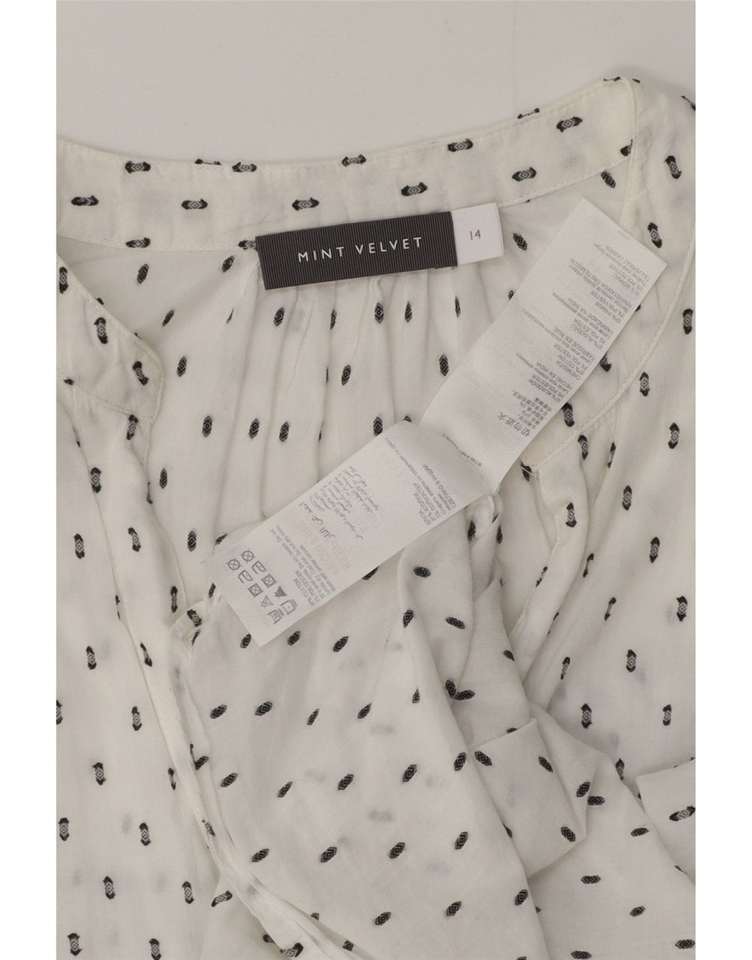 MINT VELVET Womens Graphic Shirt Blouse UK 14 Large White Floral Cotton