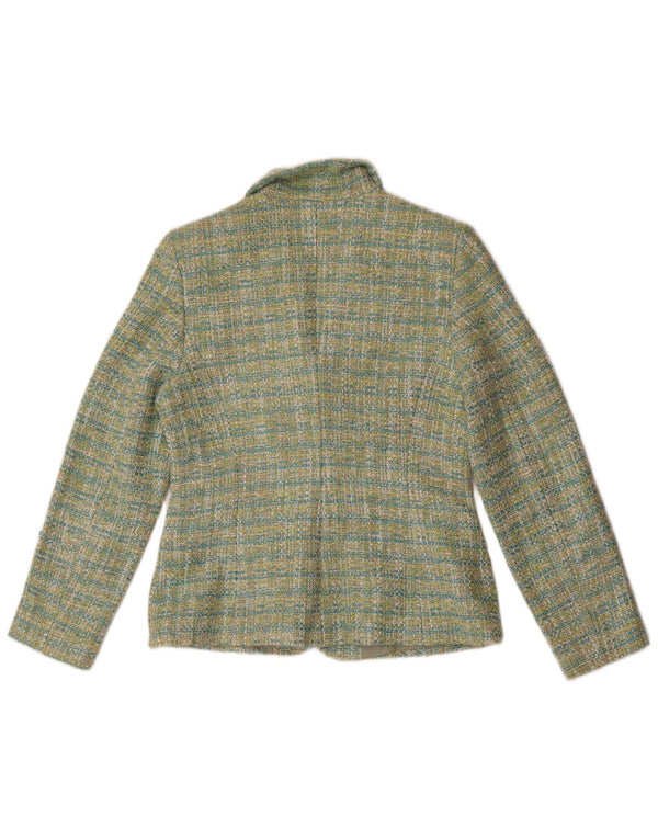 Vintage Womens 3 Button Blazer Jacket IT 40 Small Green Check Polyester