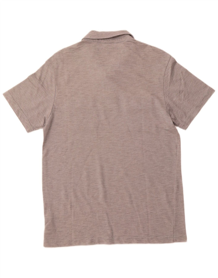 GUESS Mens Military Polo Shirt Large Grey Pinstripe Cotton