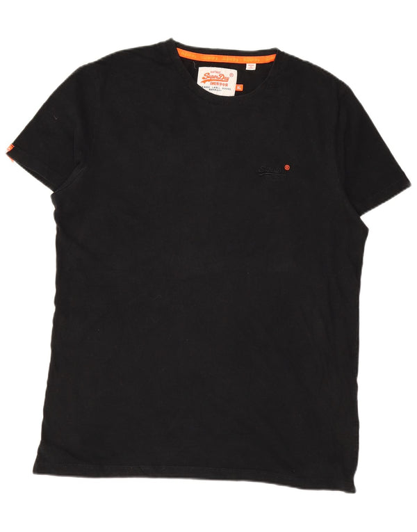 SUPERDRY Mens T-Shirt Top XL Black Cotton