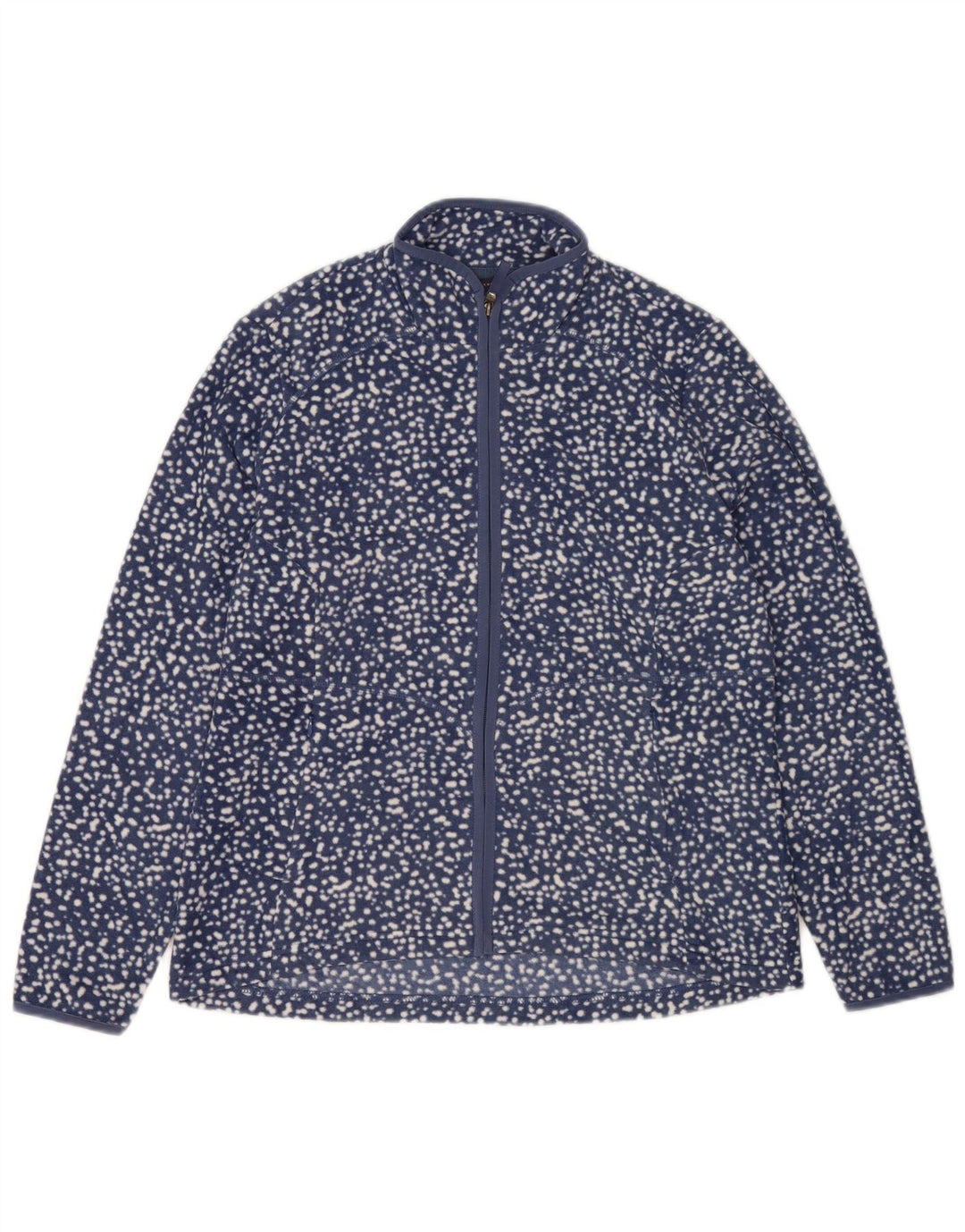 Marks & Spencer Womens Fleece Jacket UK 16 Large Navy Blue Spotted