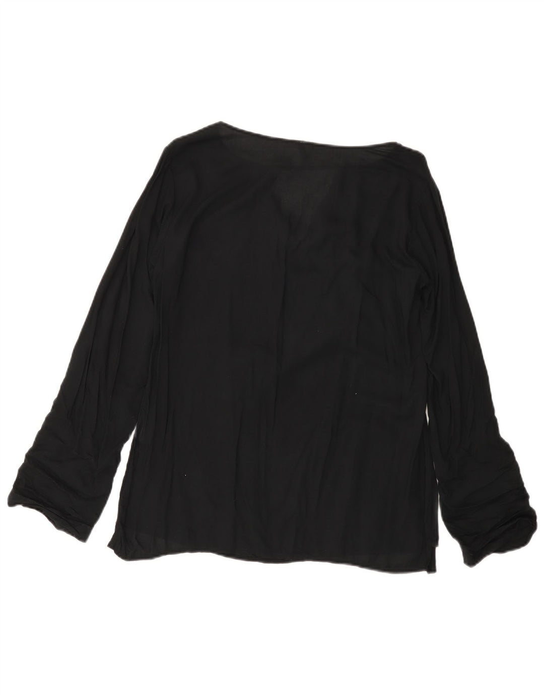BENETTON Womens Long Sleeve Blouse Top UK 14 Medium Black Viscose