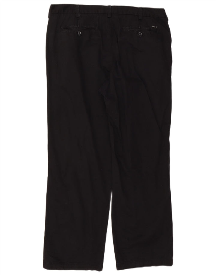 Izod Mens Straight Chino Trousers W38 L32 Black Cotton Classic