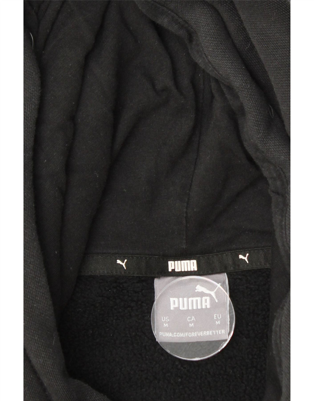 PUMA Mens Graphic Hoodie Jumper Medium Black Cotton Vintage Puma and Second-Hand Puma from Messina Hembry 
