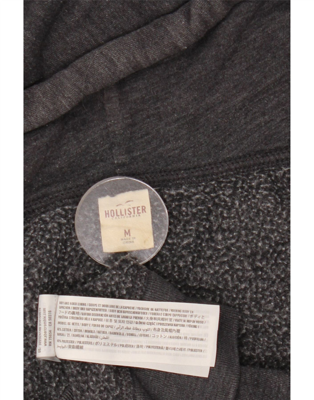 HOLLISTER Mens Graphic Zip Hoodie Sweater Medium Grey Cotton