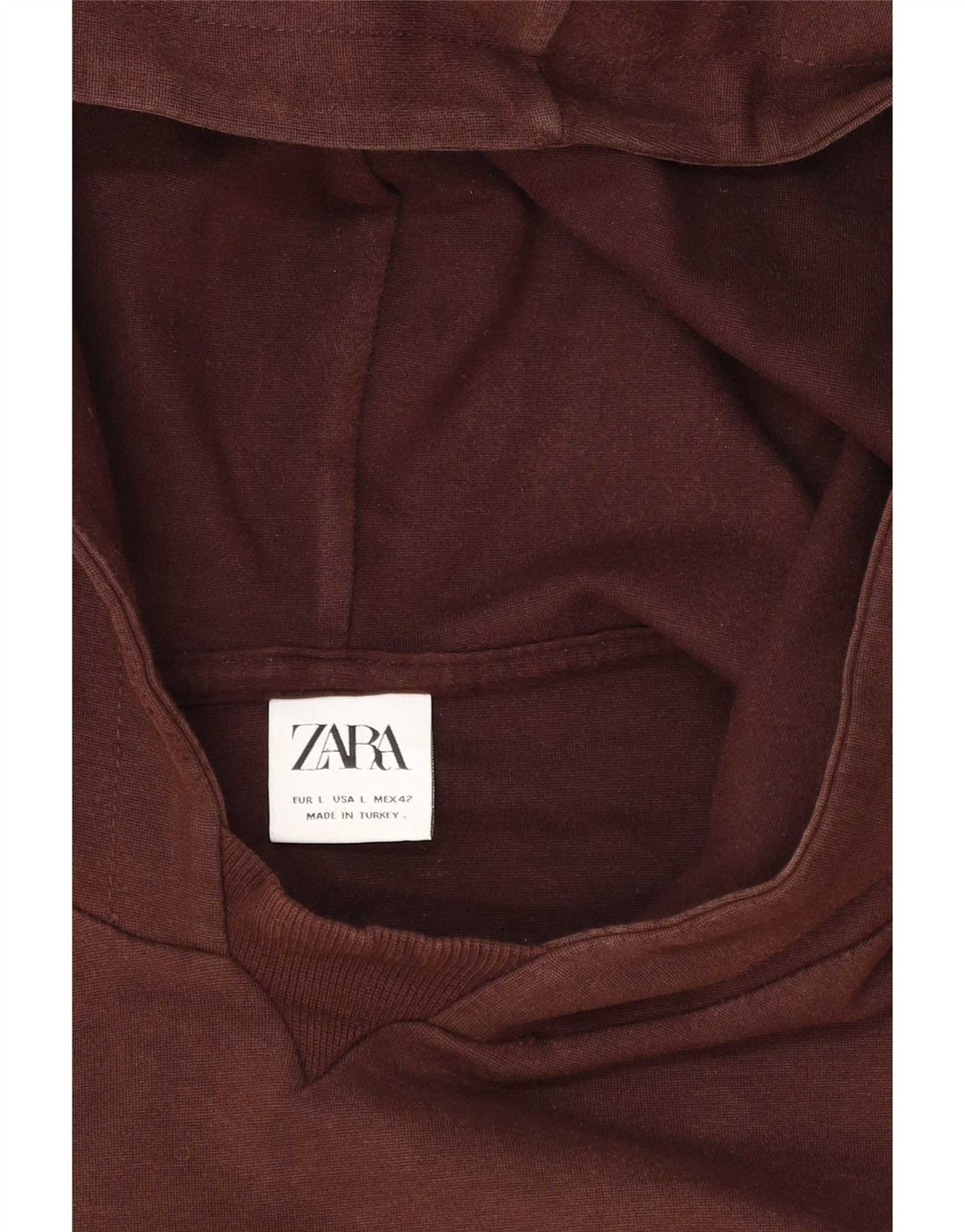 Zara Mens Hoodie Jumper Large Brown