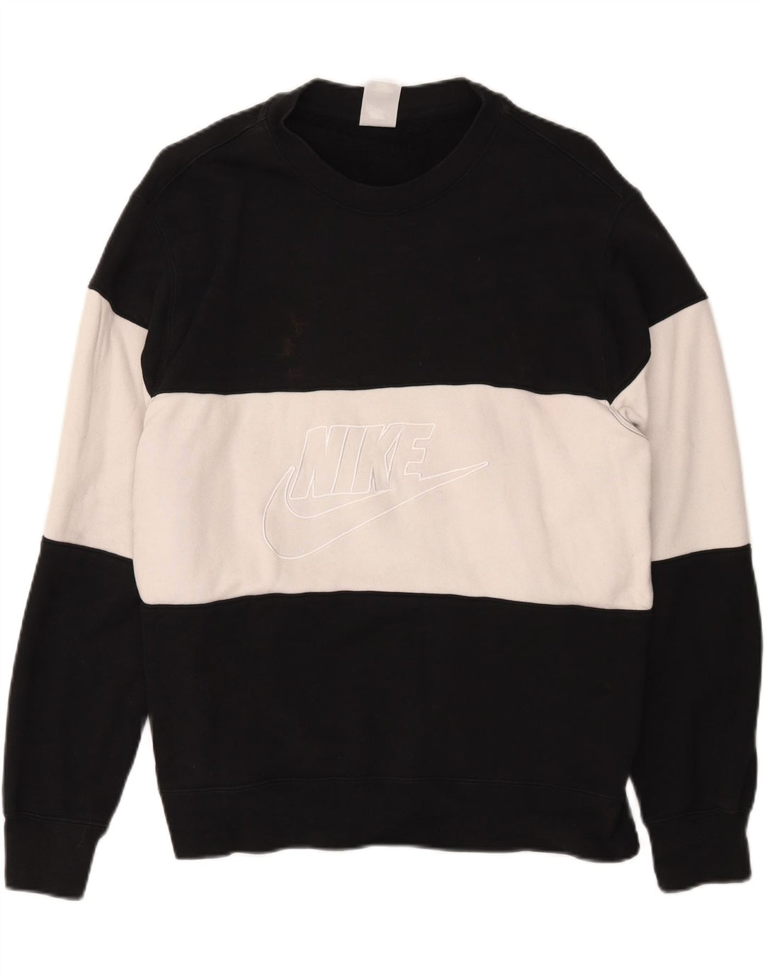 NIKE Mens Graphic Sweatshirt Jumper Large Black Colourblock Cotton