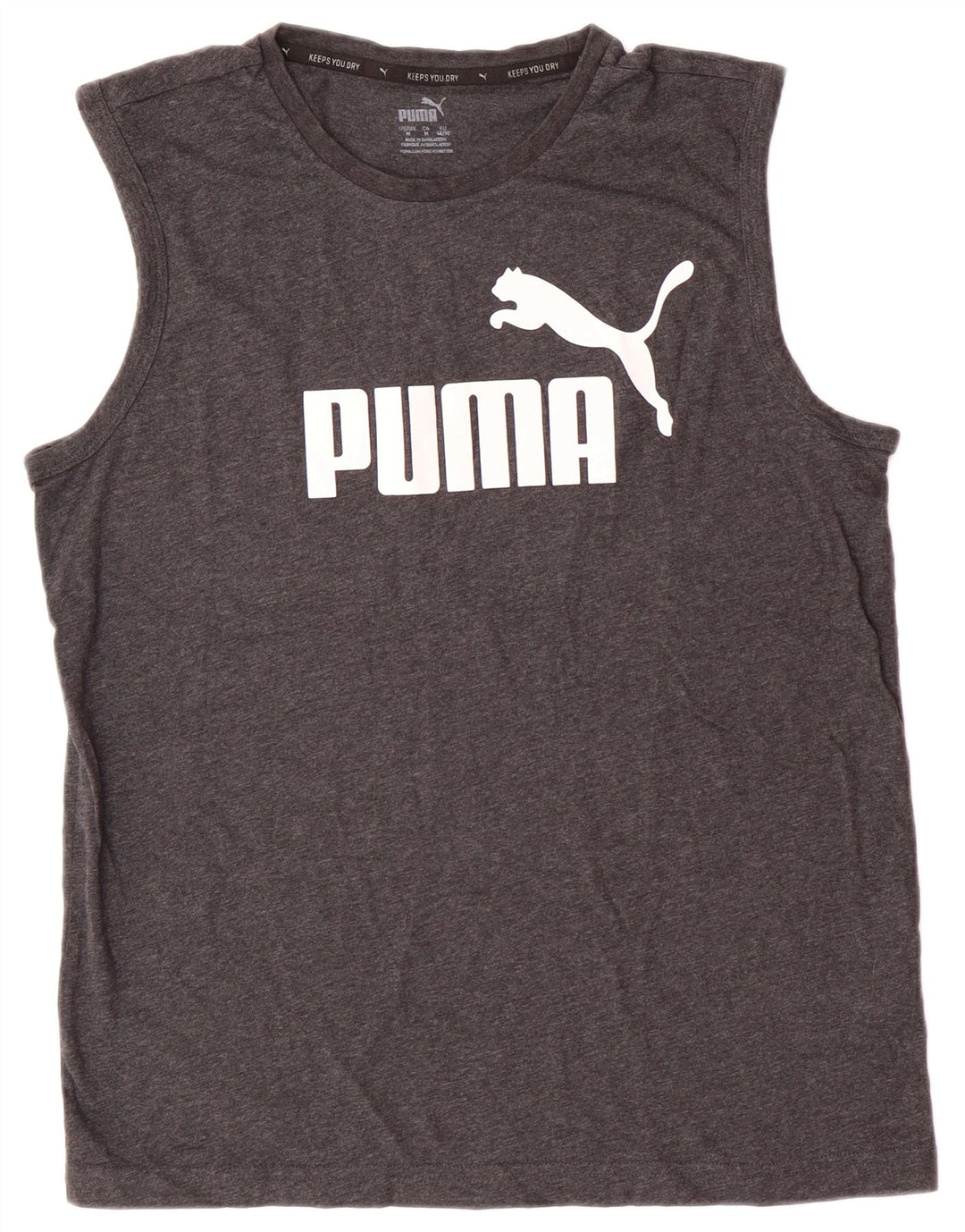 PUMA Mens Graphic Vest Top Medium Grey Flecked Cotton