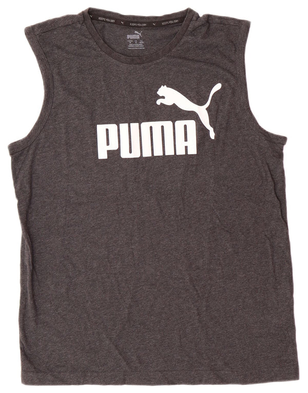 PUMA Mens Graphic Vest Top Medium Grey Flecked Cotton
