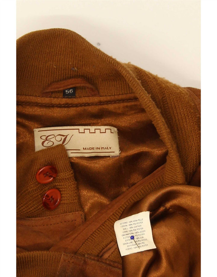 Vintage Mens Suede Bomber Jacket IT 56 3XL Brown Leather