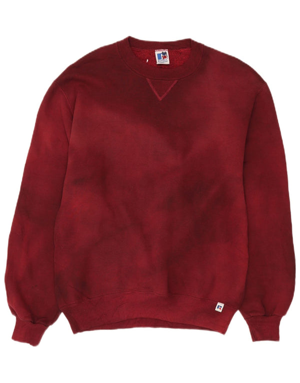 RUSSELL ATHLETIC Mens Sweatshirt Jumper Medium Burgundy Tie Dye Cotton