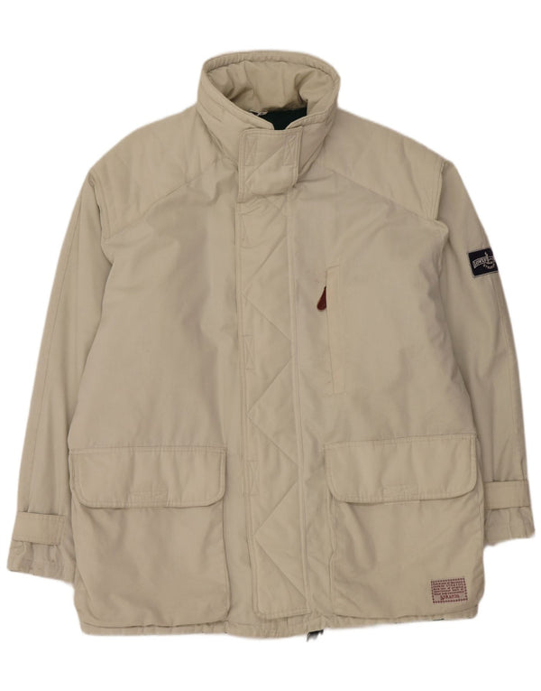 Stratos Mens Hooded Windbreaker Jacket UK 42 XL White Cotton