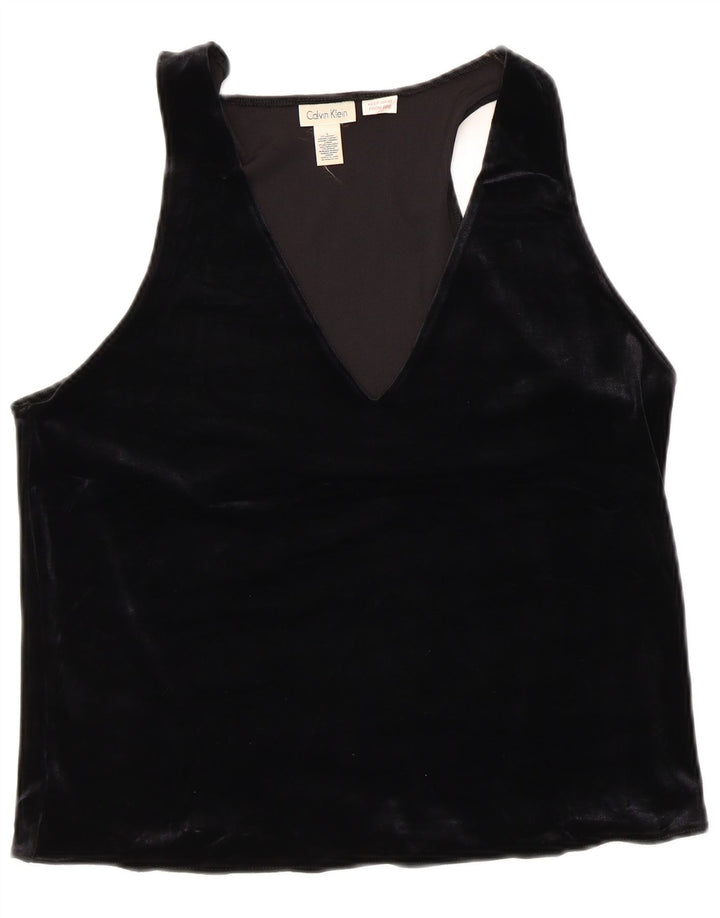 CALVIN KLEIN Womens Sleeveless Blouse Top UK 14 Large Black Polyester