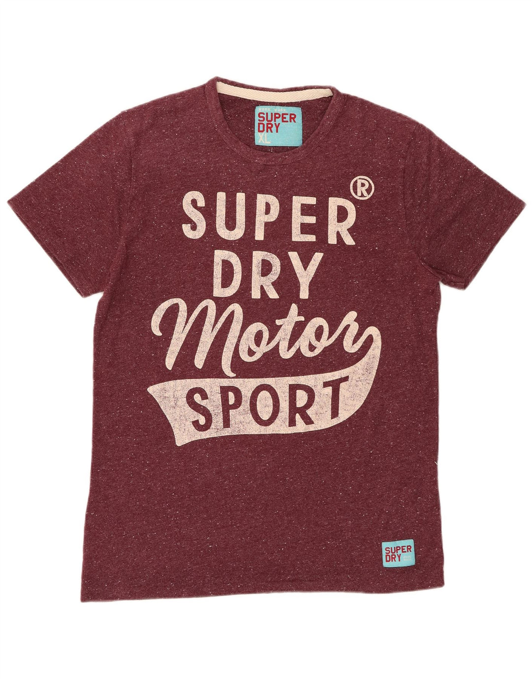 SUPERDRY Mens Graphic T-Shirt Top XL Burgundy Flecked Cotton