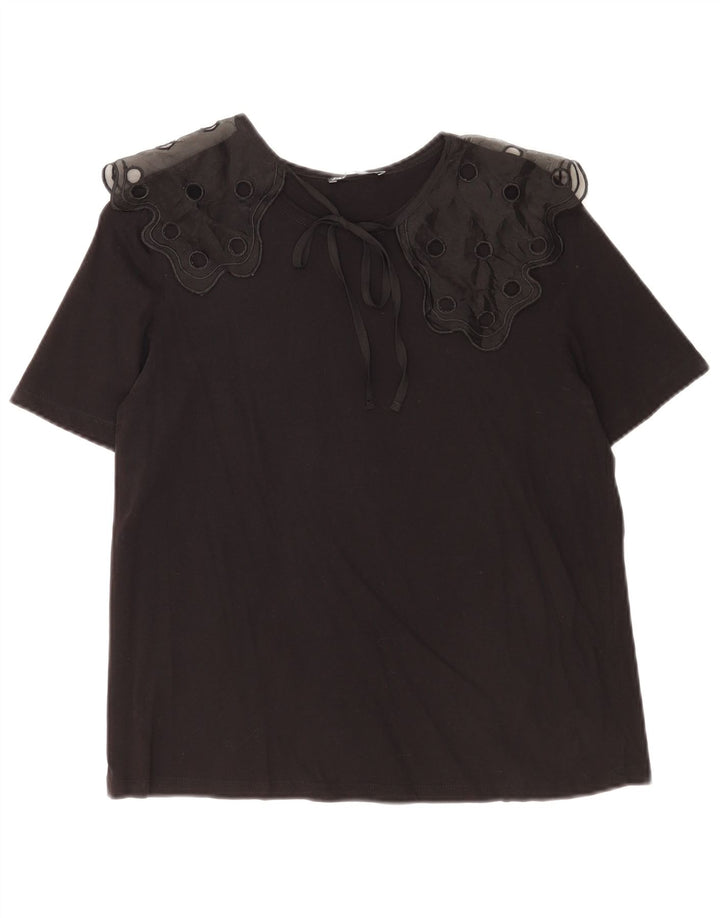 Zara Womens Blouse Top UK 10 Small Black
