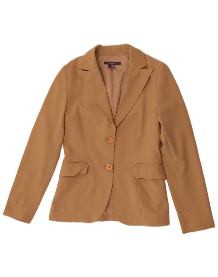 Zara Womens 2 Button Blazer Jacket EU 38 Small Beige Polyester