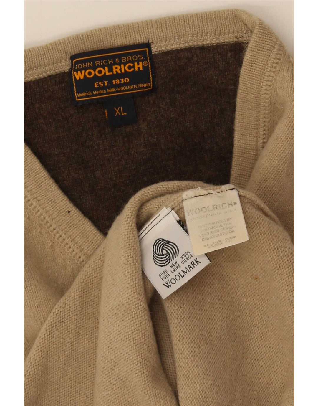 Woolrich Mens Vest Tank Top XL Beige New Wool