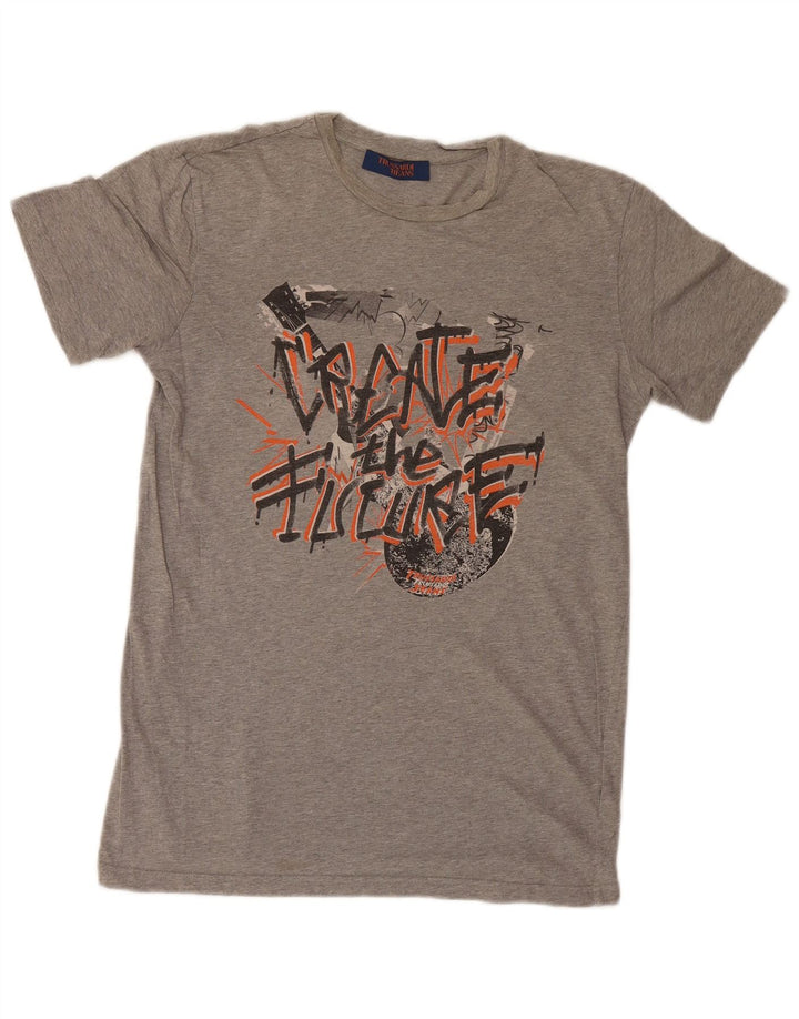 Trussardi Jeans Mens Graphic T-Shirt Top Small Grey