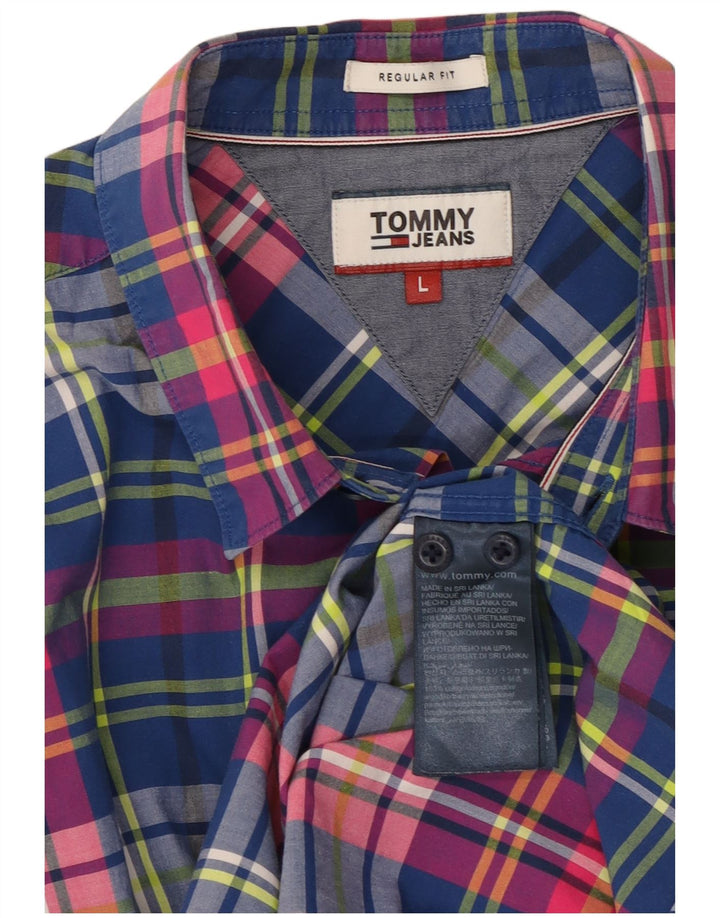 TOMMY HILFIGER Mens Regular Fit Shirt Large Multicoloured Check Cotton